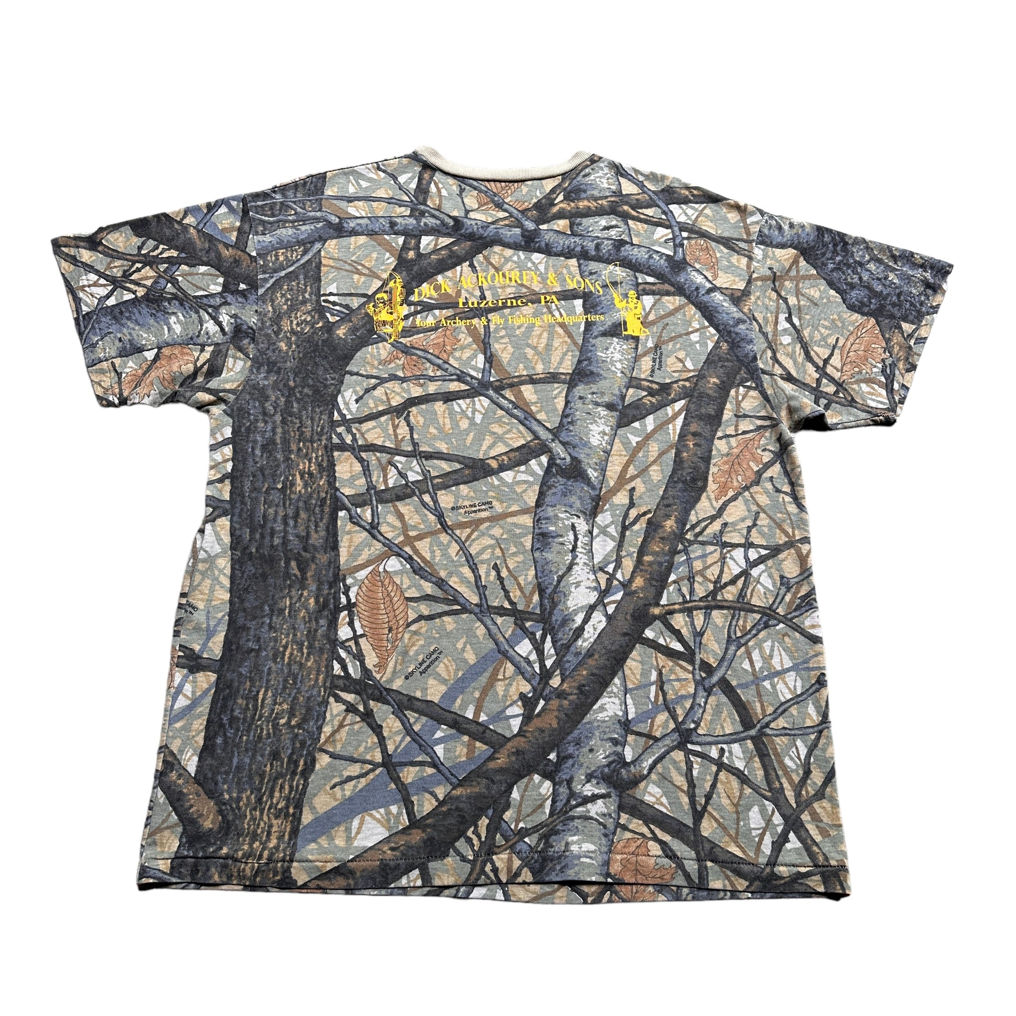 90s Pennsylvania and fishing and archery camo tee large