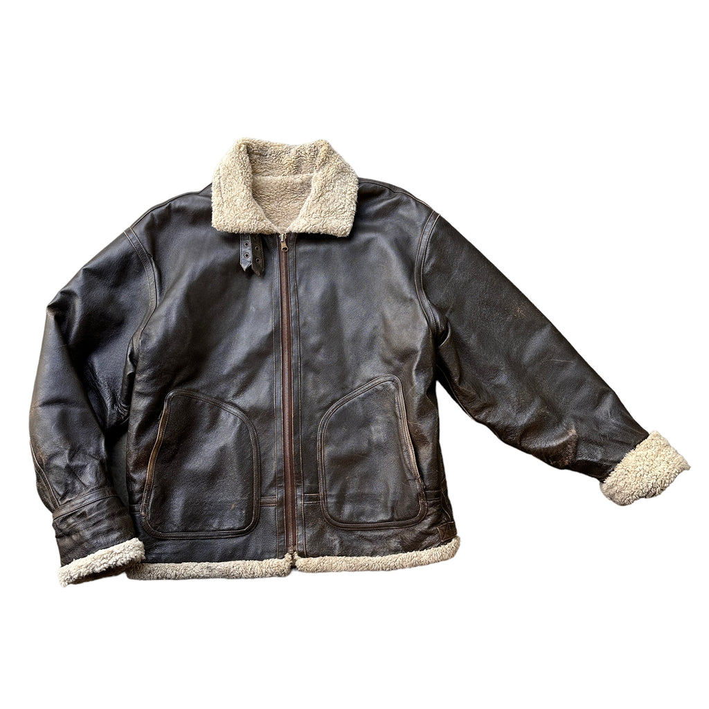 Wilsons shearling leather flight jacket Large