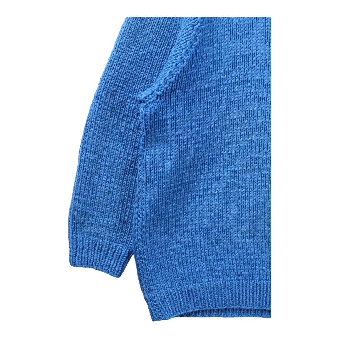 70s Solid blue cowichan style sweater XL