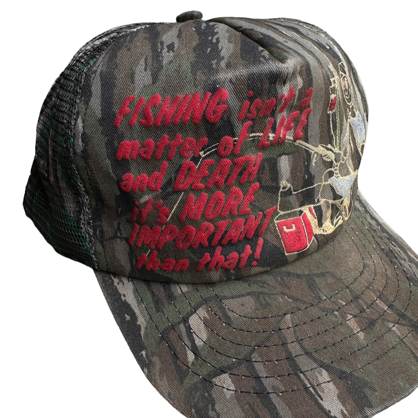 80s puff print fishing more important than life hat