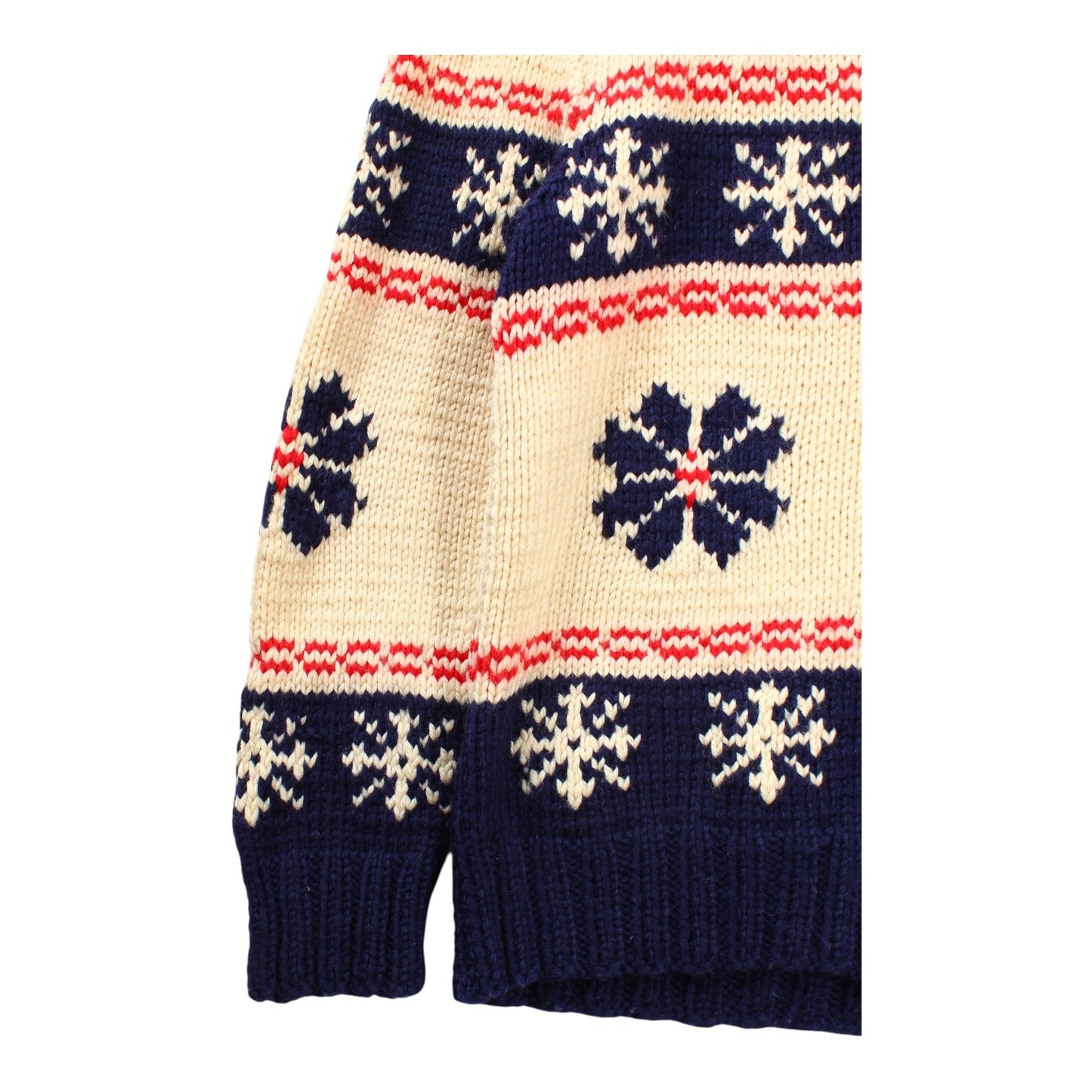 60s Cowichan style snowflake wool zip sweater Small