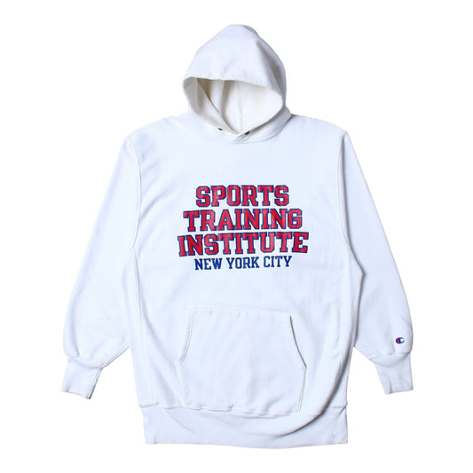 80s/90s sports training institute new york city champion reverse weave hoodie large