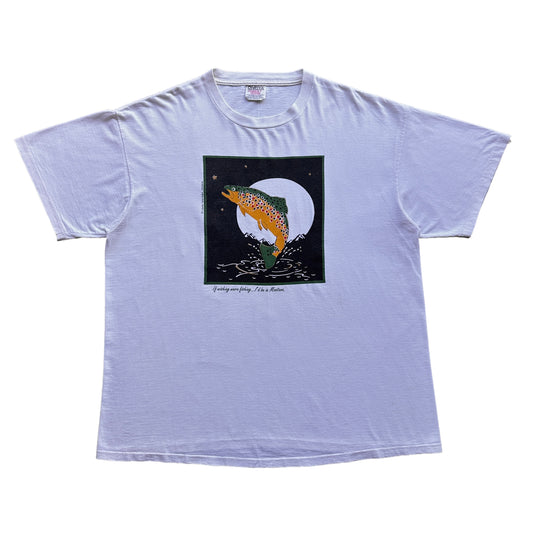 90s Wishing were fishing montana trout tee - Extra Large