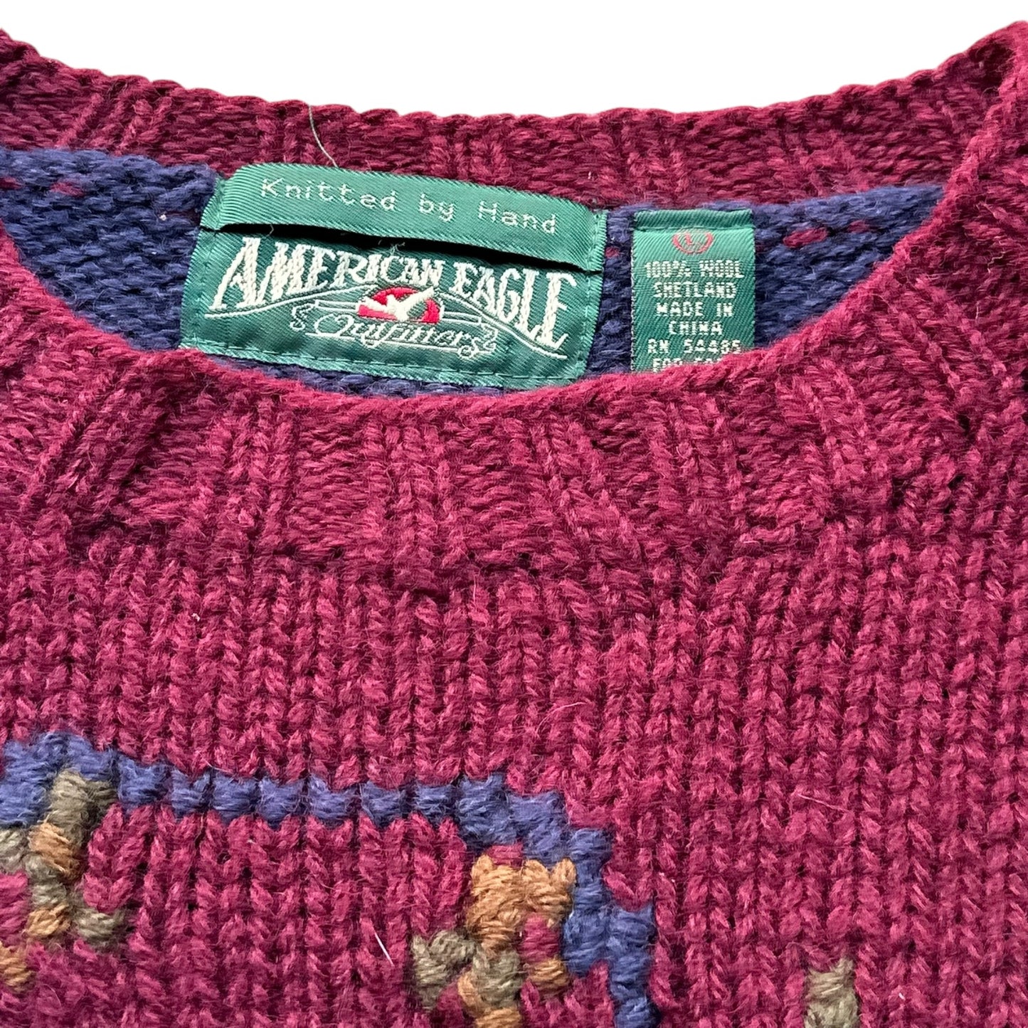 90s american eagle fly fishing shetland wool sweater L/XL