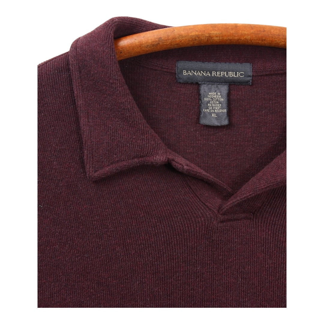 2000s Banana republic cotton jersey neck polo sweatshirt large