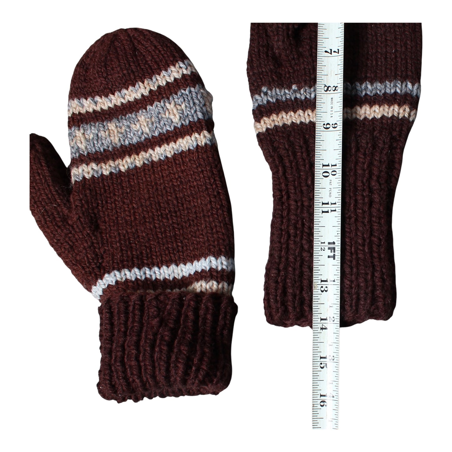 Hand knit wool mittens large