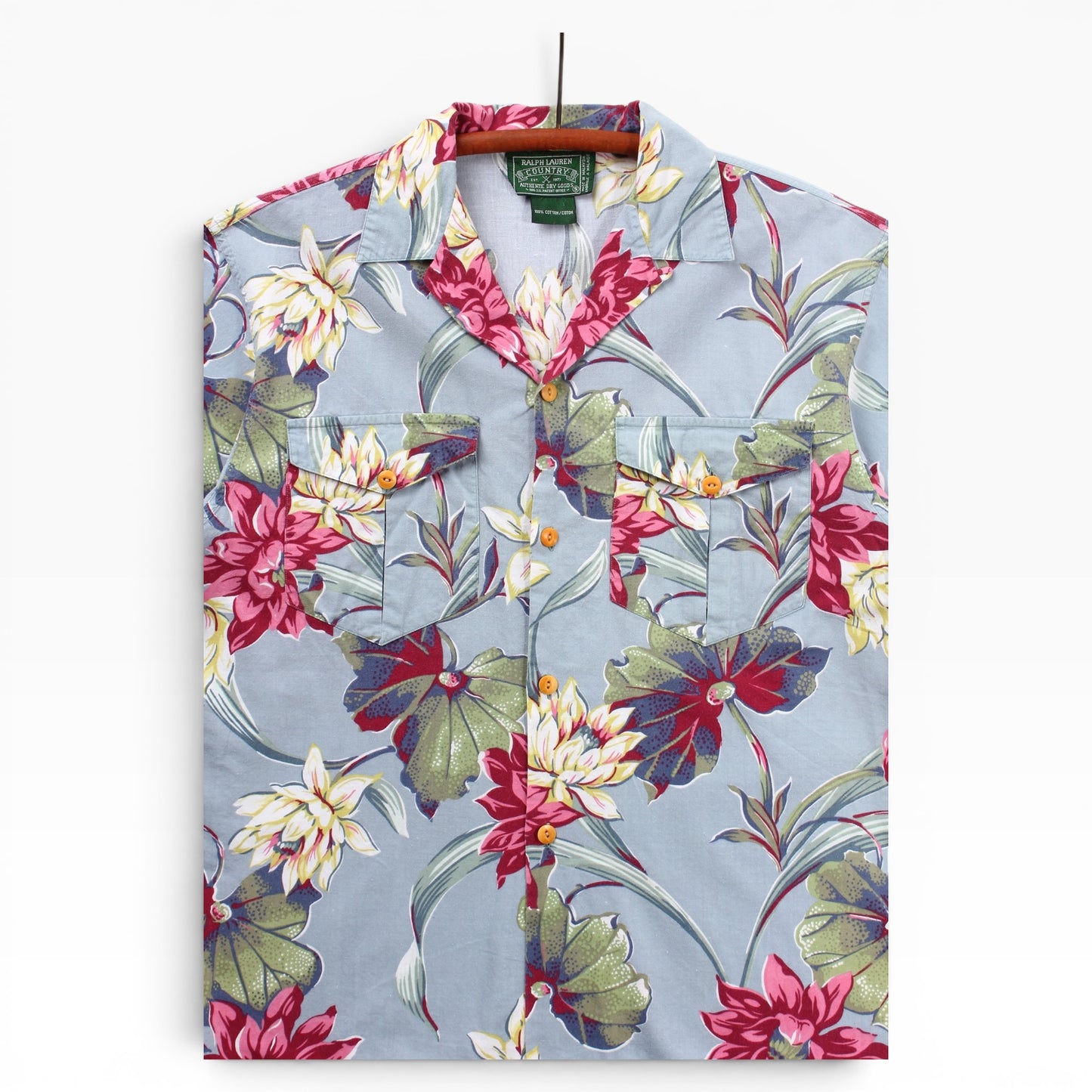 Polo country hawaiian shirt camp collar S/M