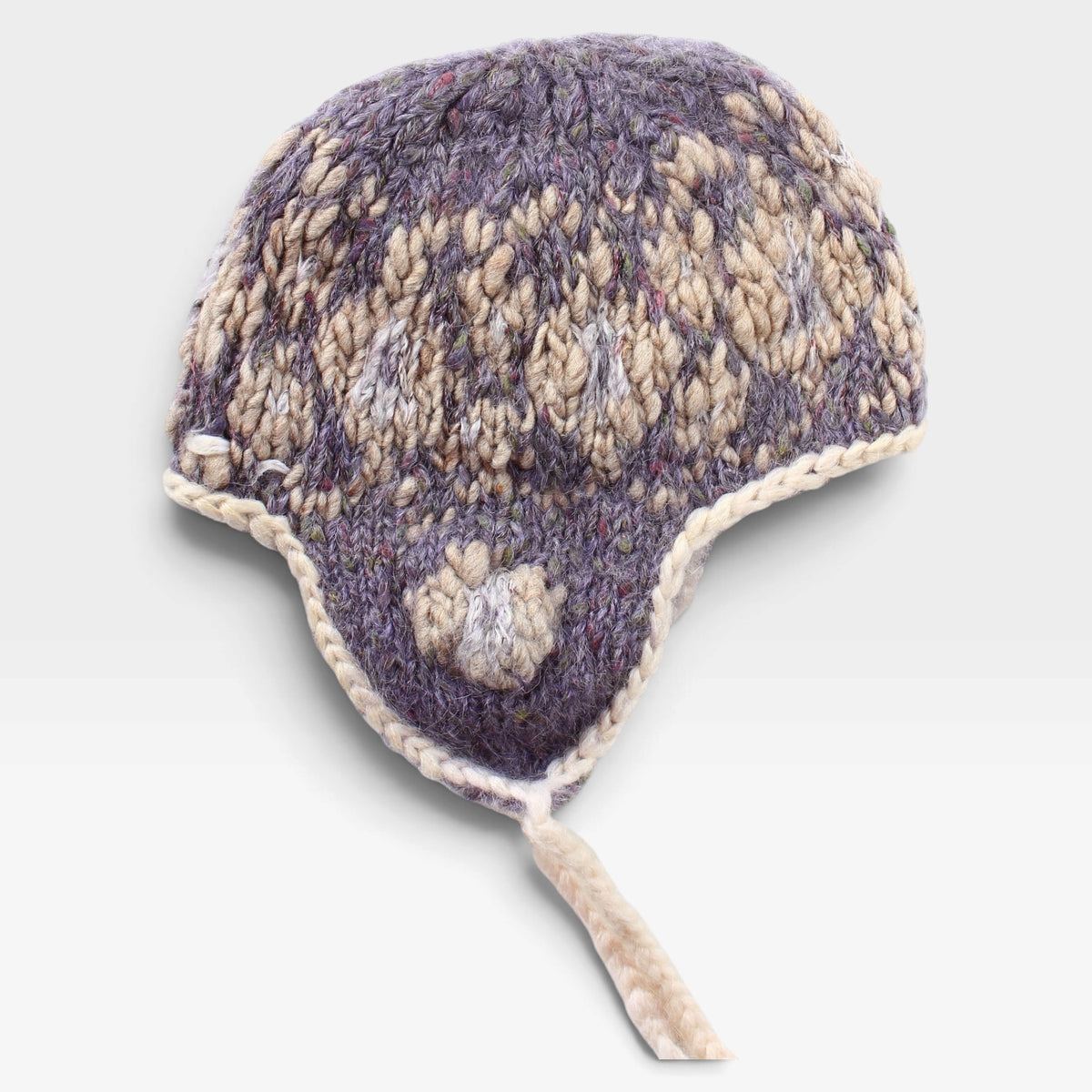 Wool knit earflap beanie
