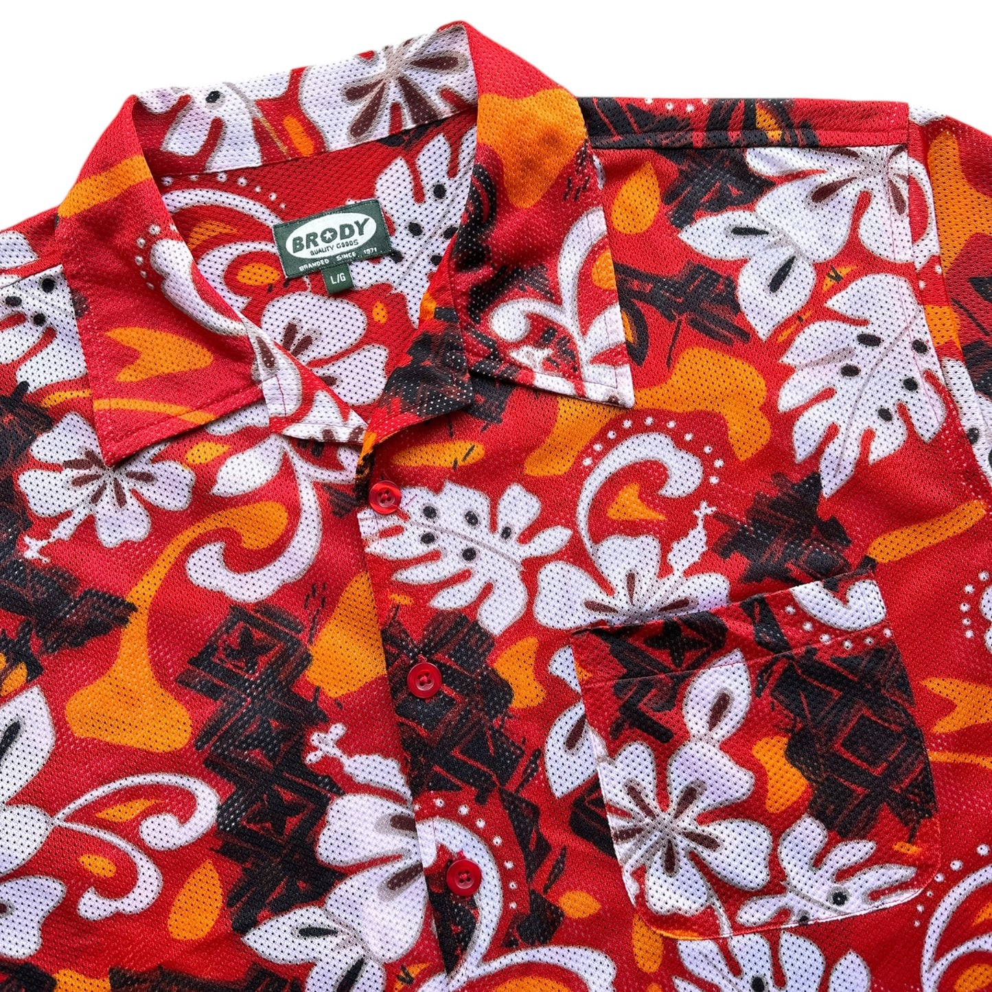 Y2K Jersey material hawaiian camp shirt L/XL