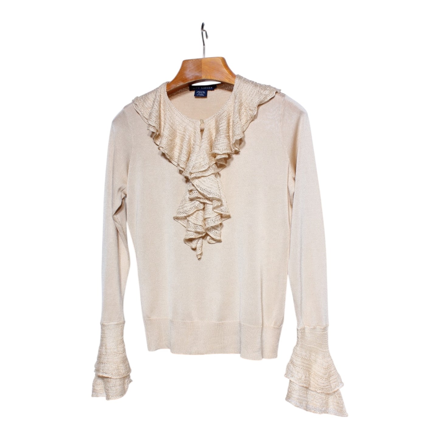 Ralph Lauren silk cashmere blend women’s frilly shirt small