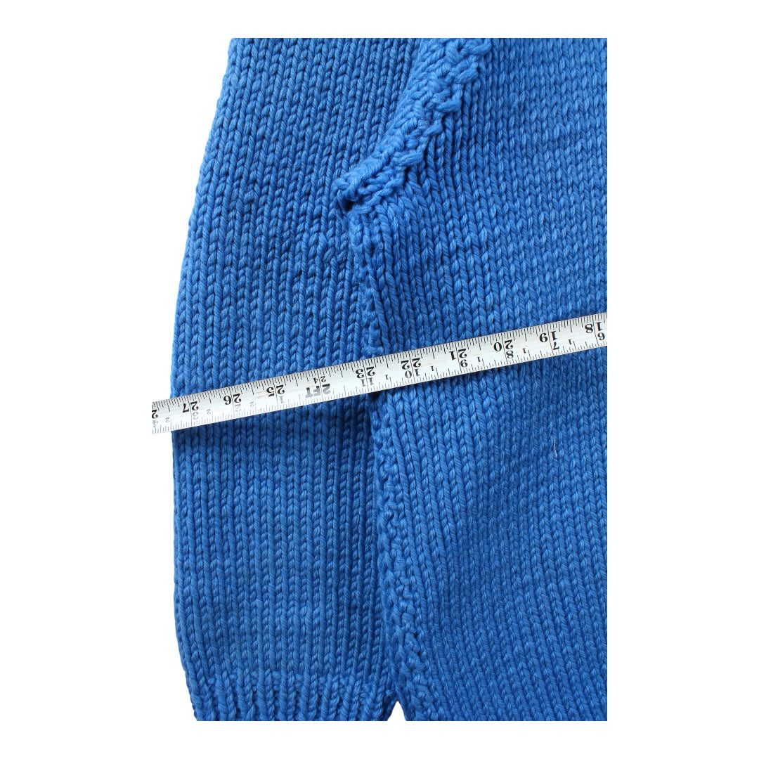 70s Solid blue cowichan style sweater XL
