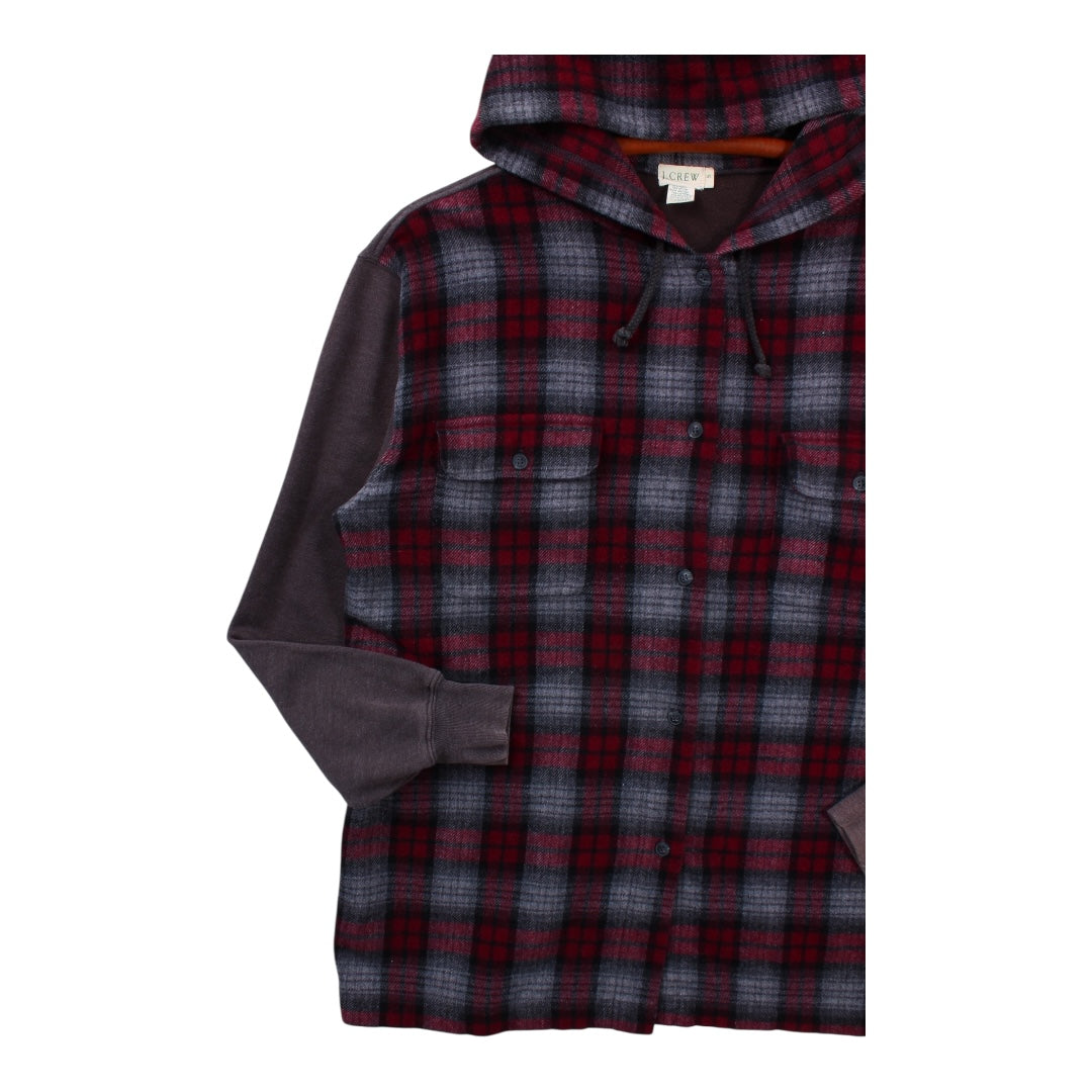 90s J crew wool blend button up hoodie Medium