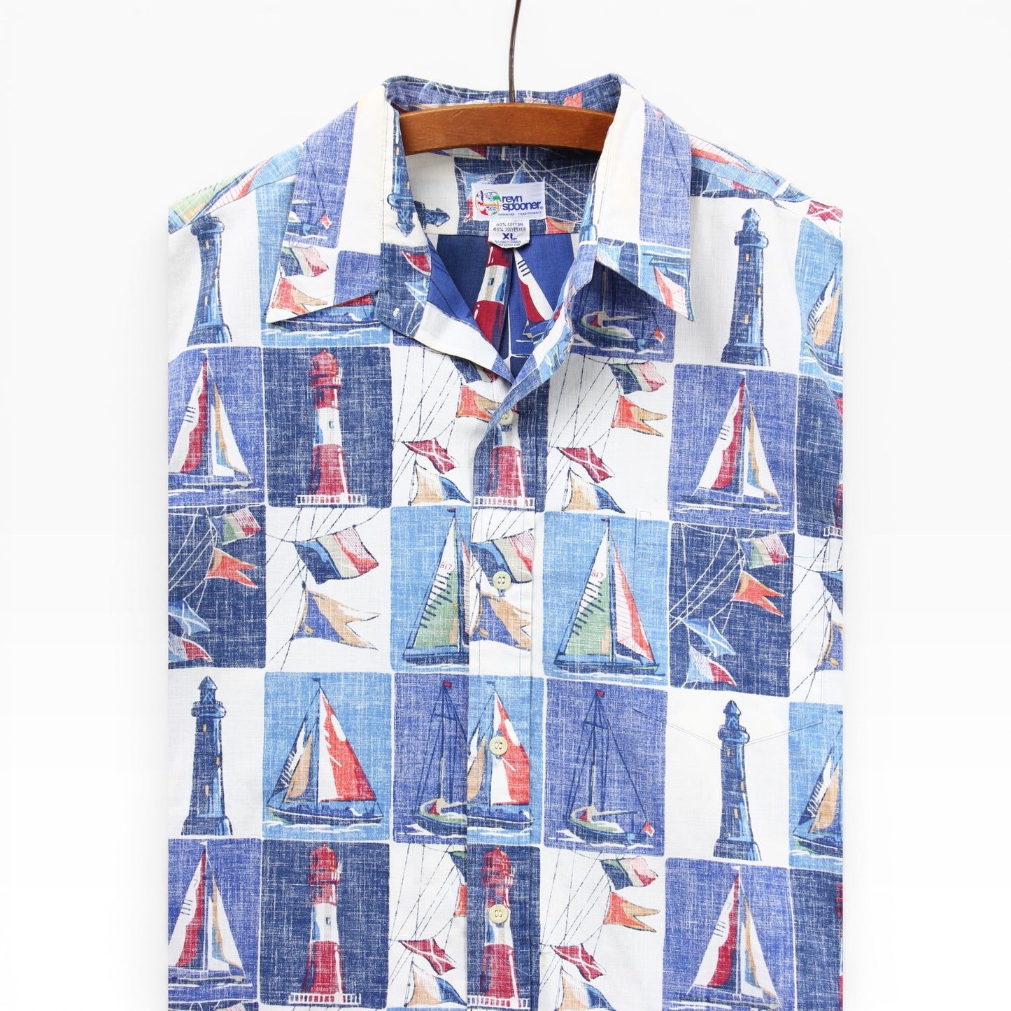 80s Reyn Spooner boat lighthouse button up XL