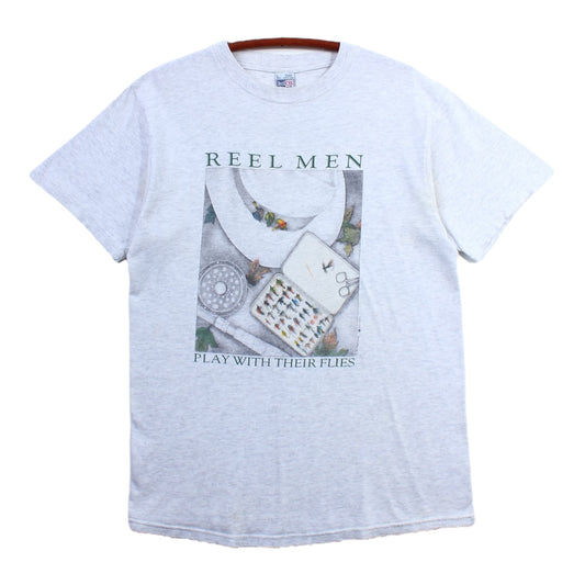 Real men play with their flys tee M/L fish