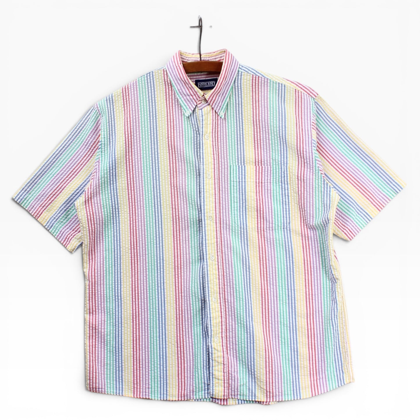 90s Landsend seersucker button up large