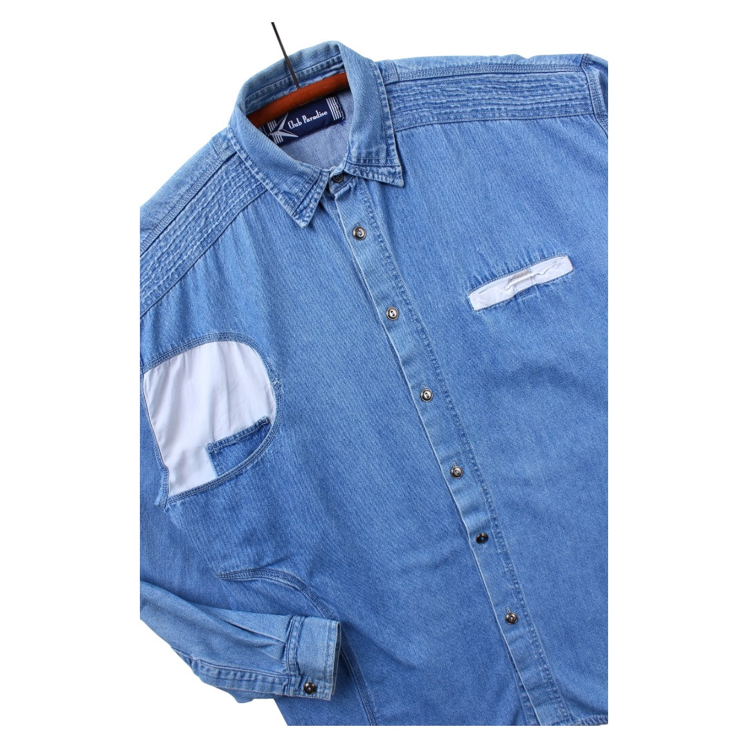 80s Denim pocket design shirt XL
