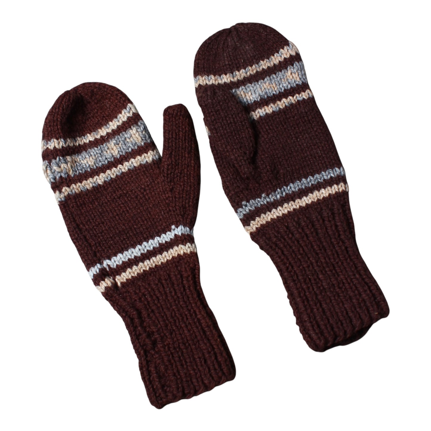 Hand knit wool mittens large