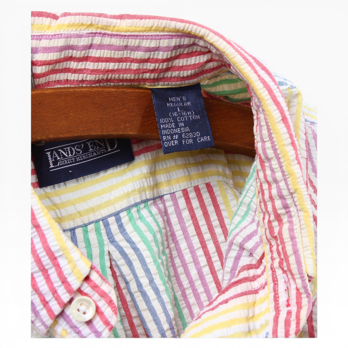 90s Landsend seersucker button up large