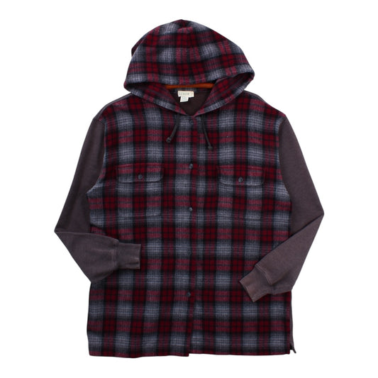 90s J crew wool blend button up hoodie Medium