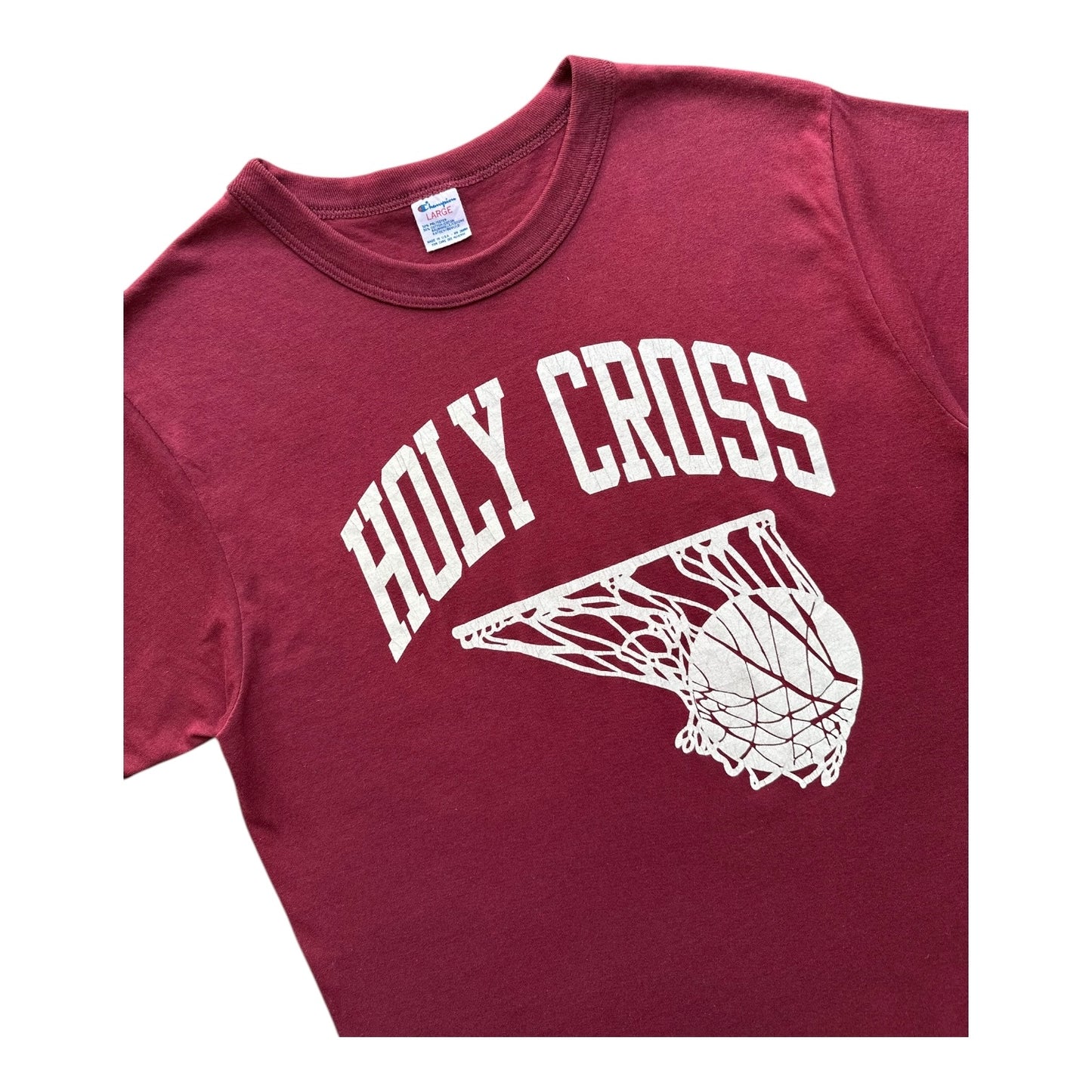 80s Holy cross basketball tee small