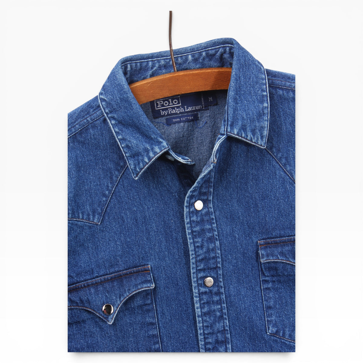 90s Polo Ralph Lauren denim western snap tee S/M