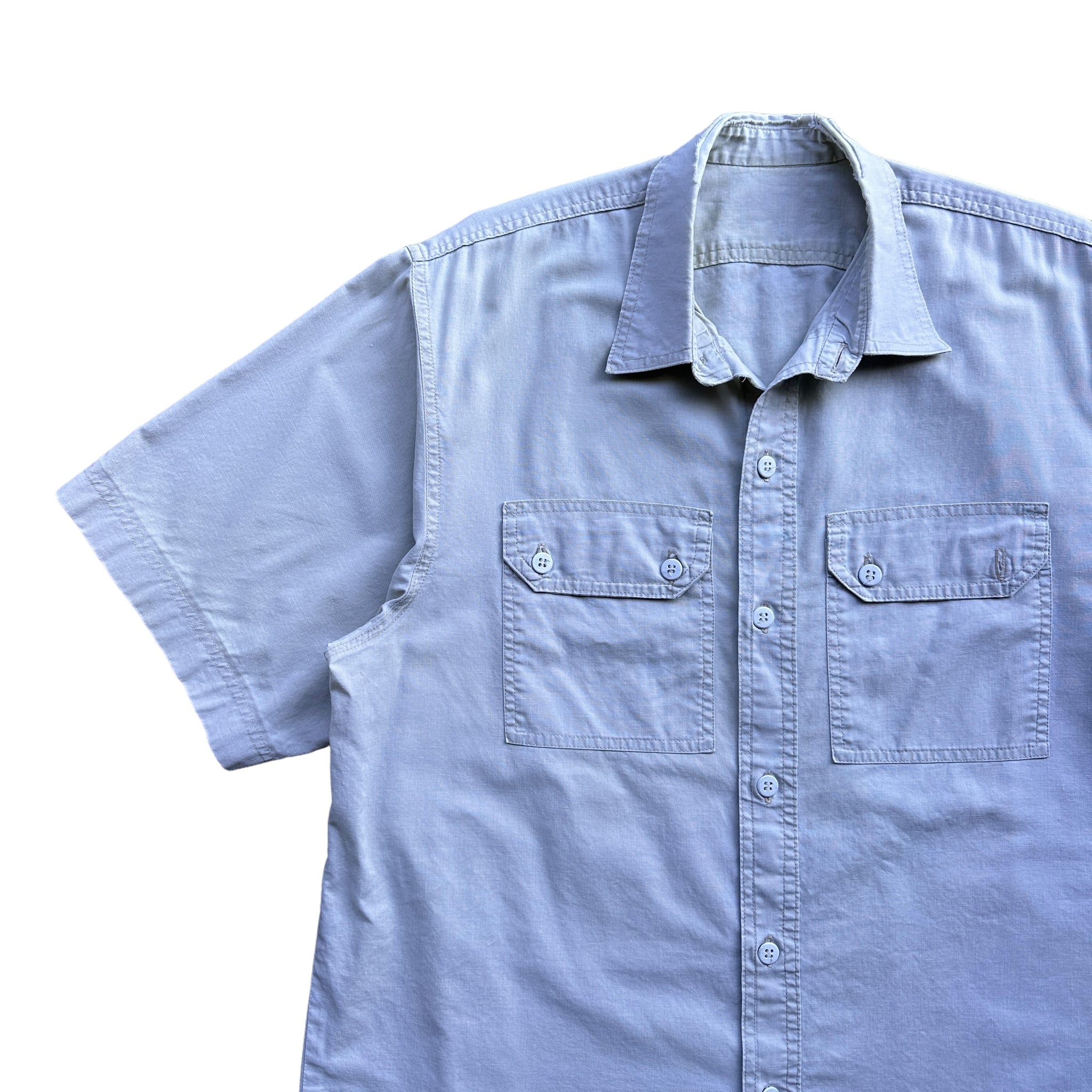 60s Light cotton two pocket butto. up shirt large