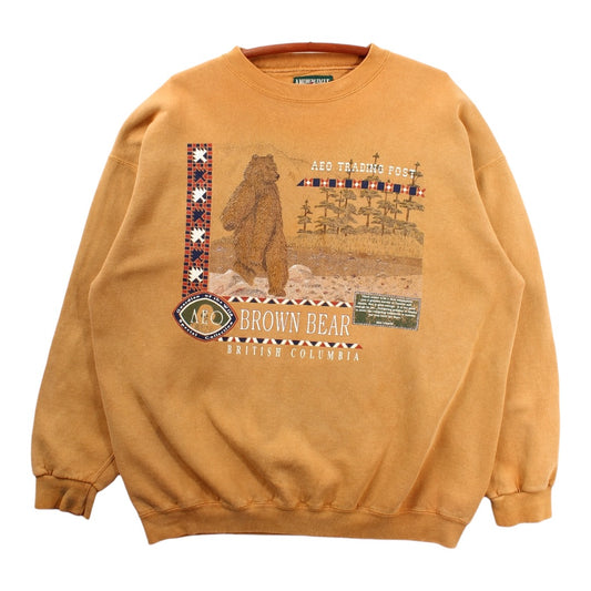 90s American Eagle brown bear british columbia crewneck XL
