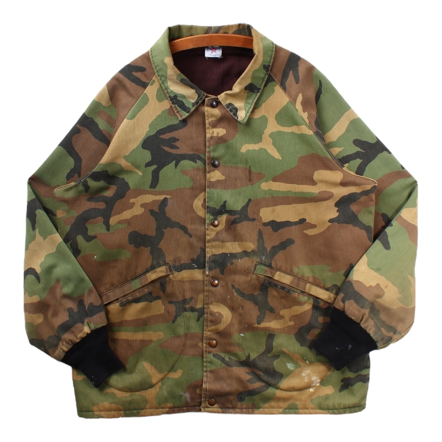 80s Lelos lodge walleye genoa wisconsin camo jacket XL
