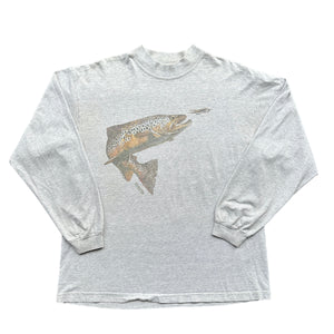 90s Brown trout long sleeve XL