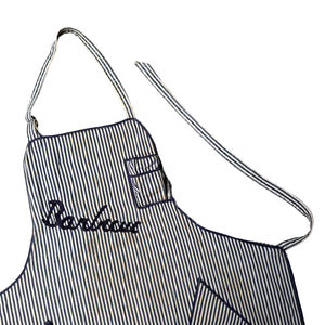 60s Barbecue apron  Chain stitched   Hickory stripe