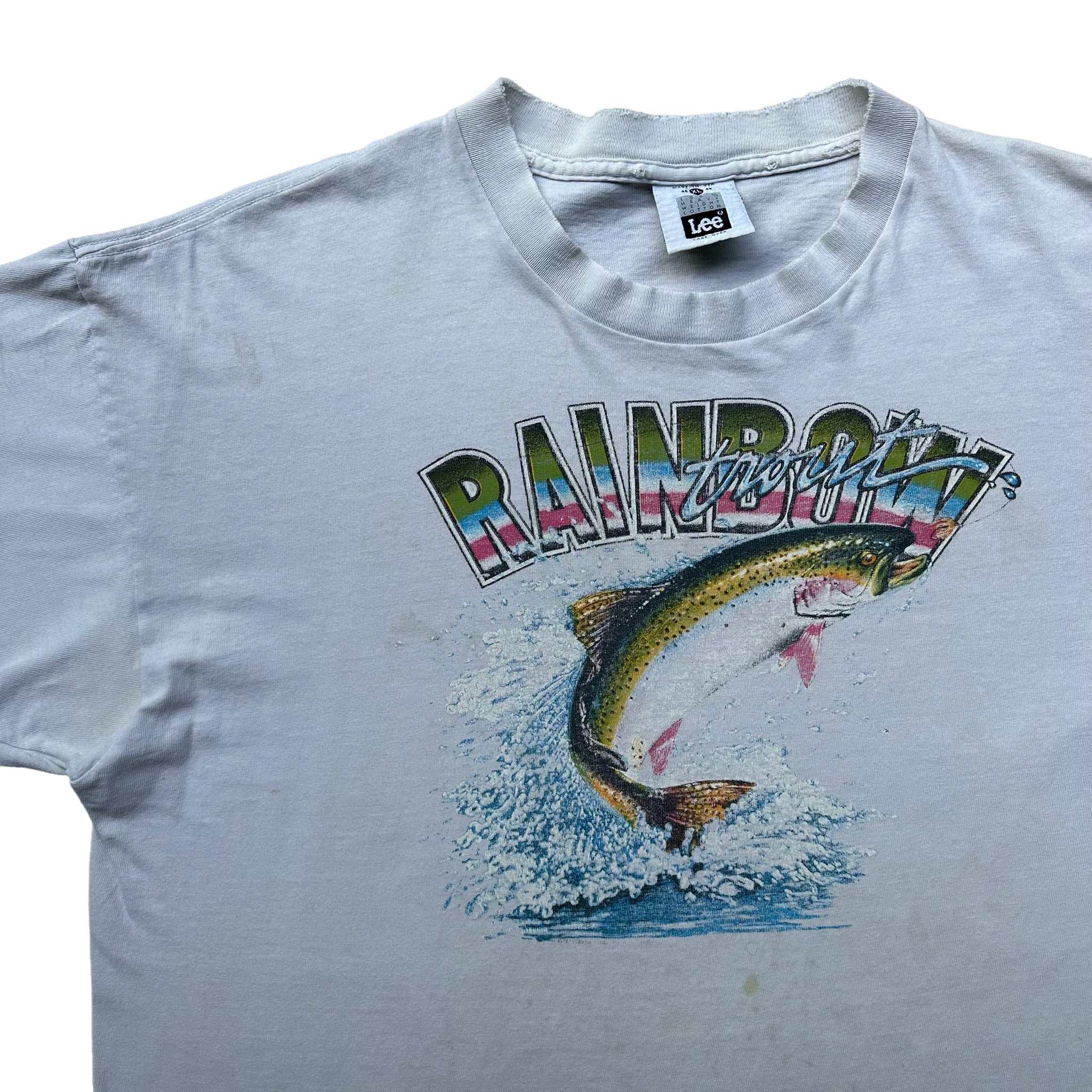 90s Rainbow trout tee Large