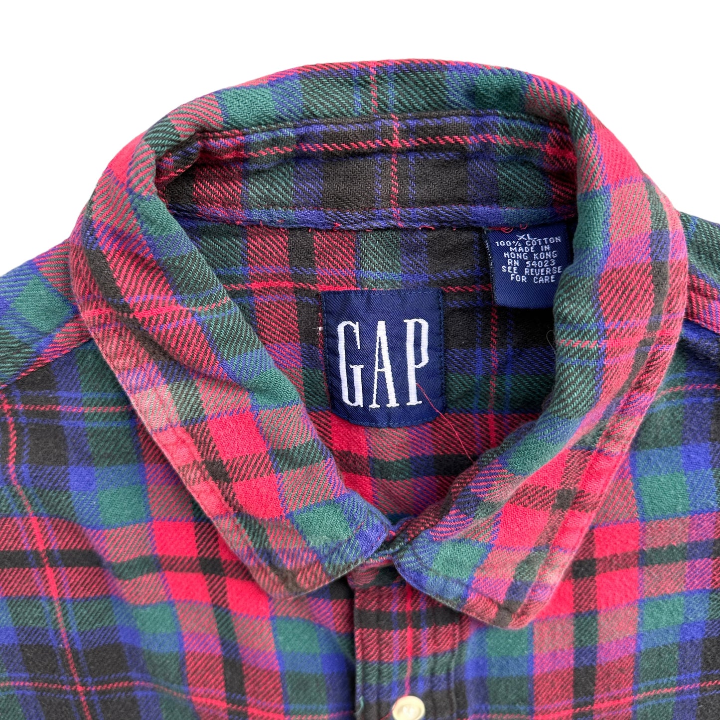 90s Gap cotton plaid button up XL