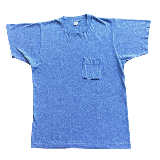 80s Heather blue pocket tee medium