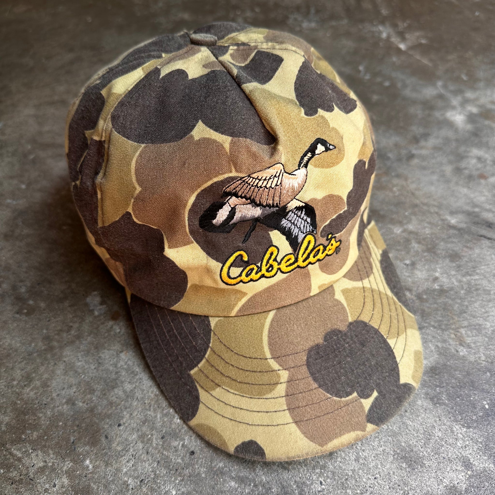 Cabelas duck camo ear flap hat M L fit Vintage Sponsor