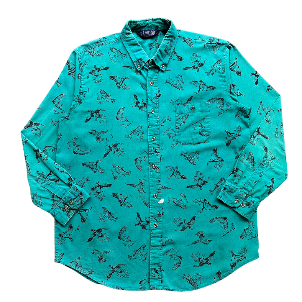90s Columbia fish and game button down XL