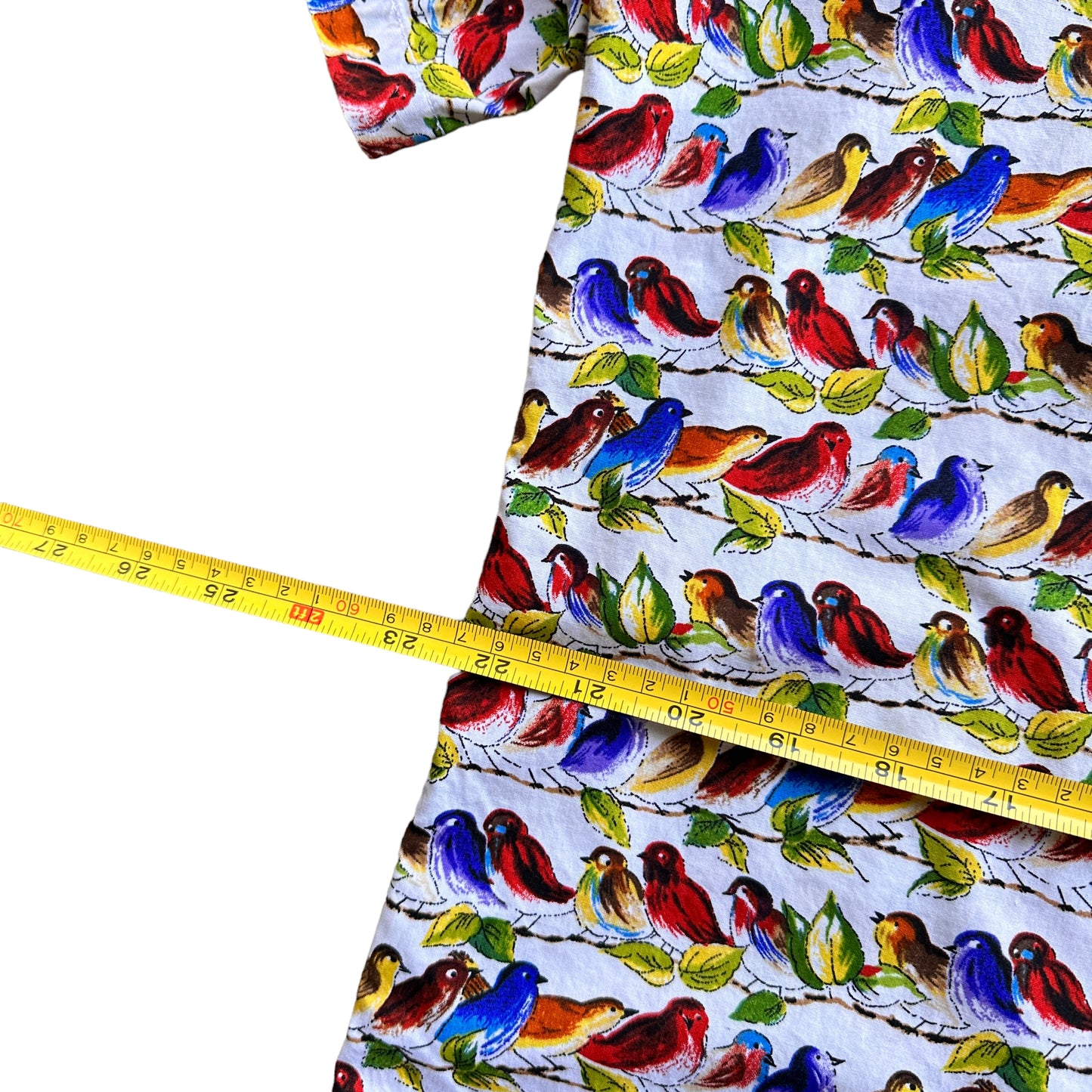 Bright bird pattern button up large