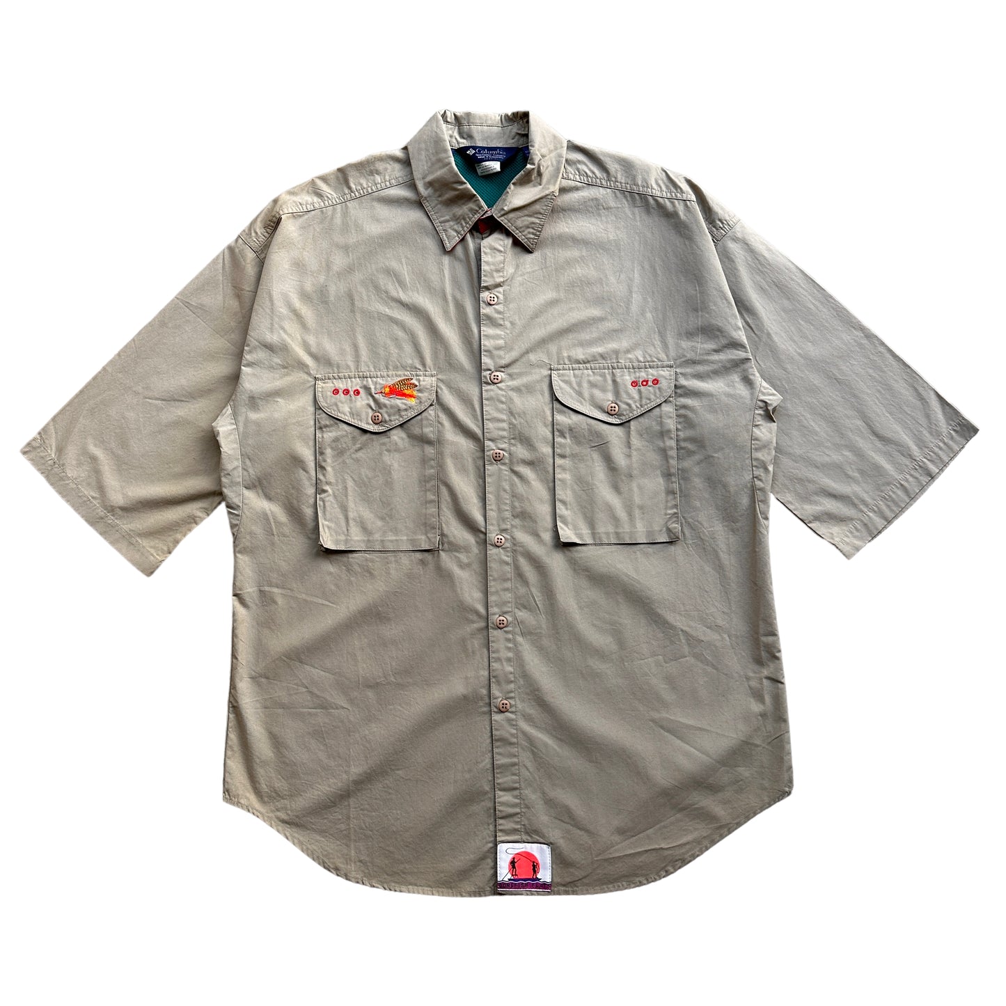 90s Columbia fishing shirt 2/4 sleeve L/XL