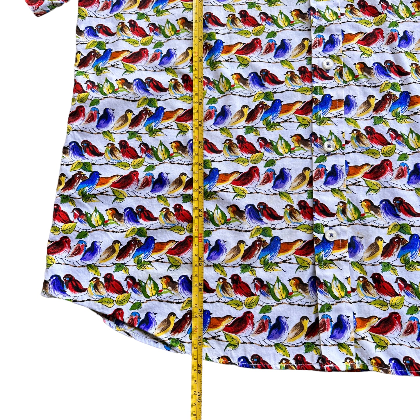 Bright bird pattern button up large