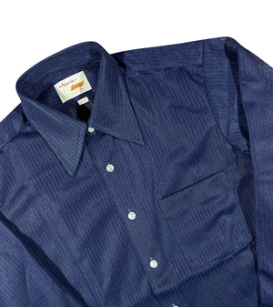 70s polyester button down dress shirt. kind of sheer/see thru. L/XL
