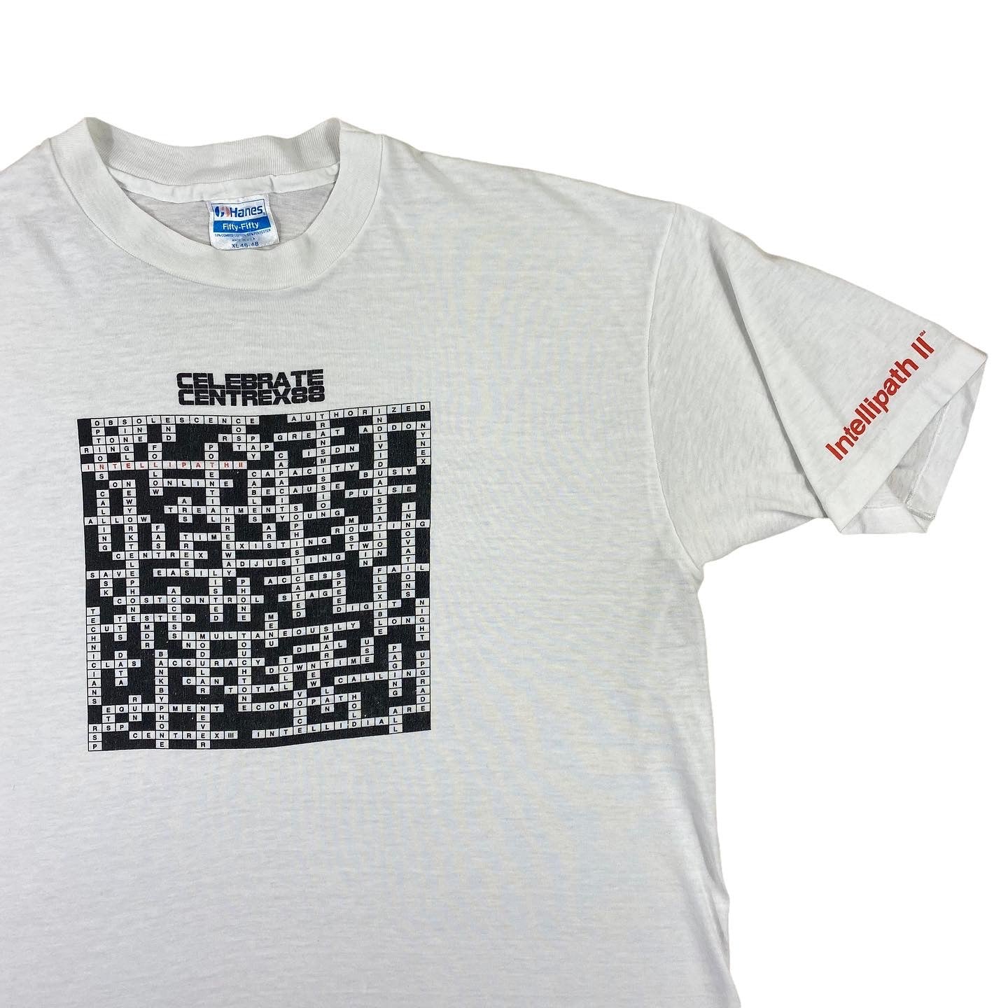 80s Centrex crossword puzzle tee large fit