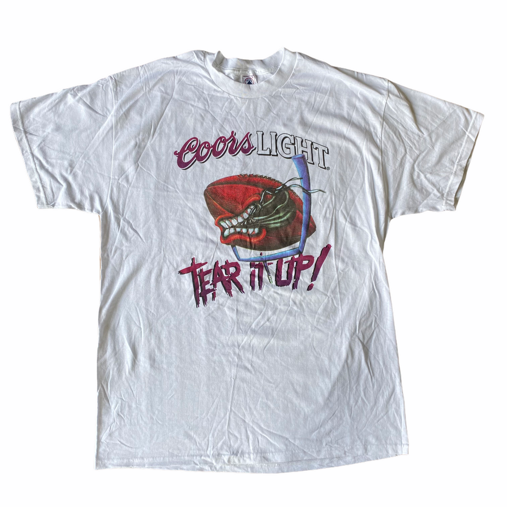 90s Coors Light Football T-Shirt XL