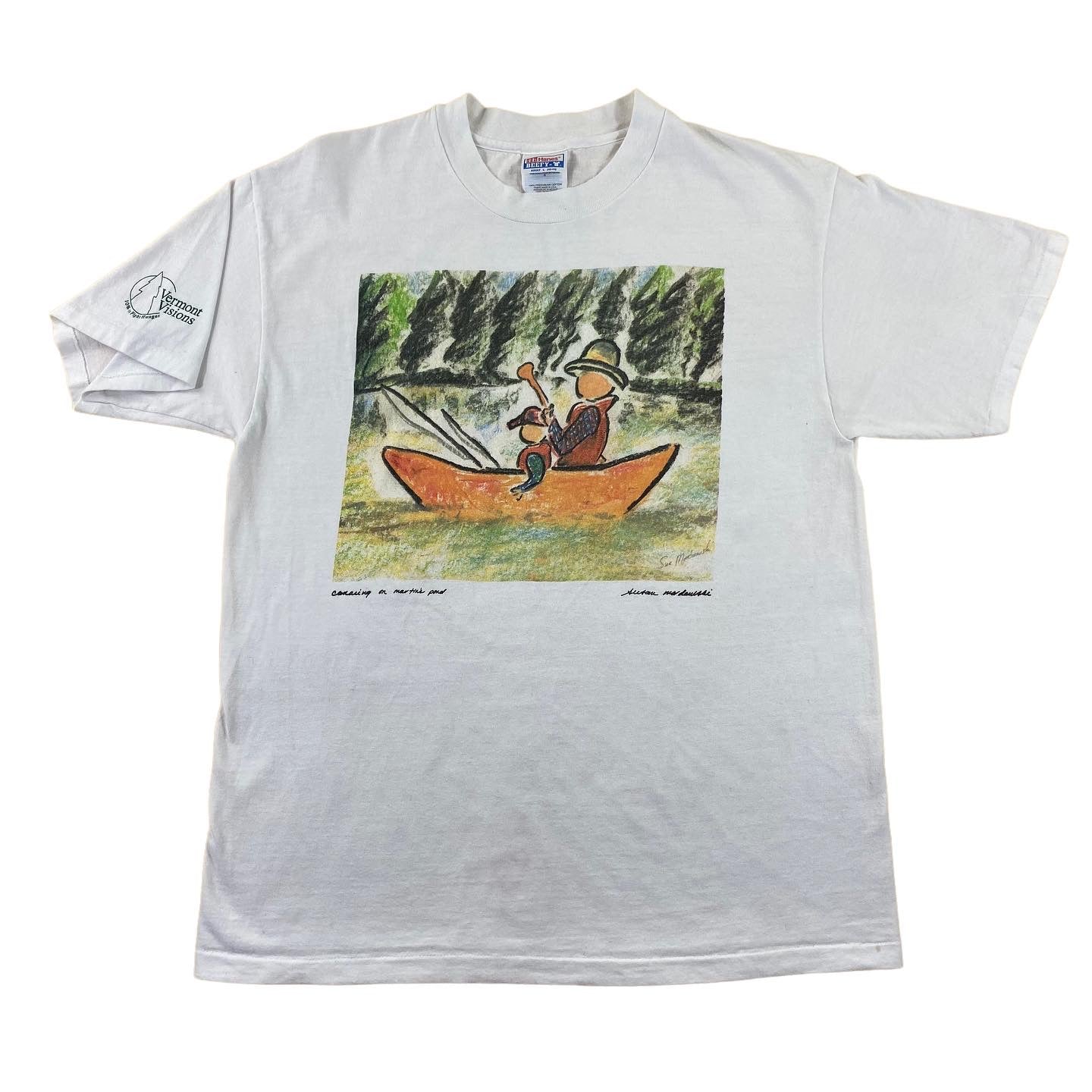 90s Fishing art tee. large