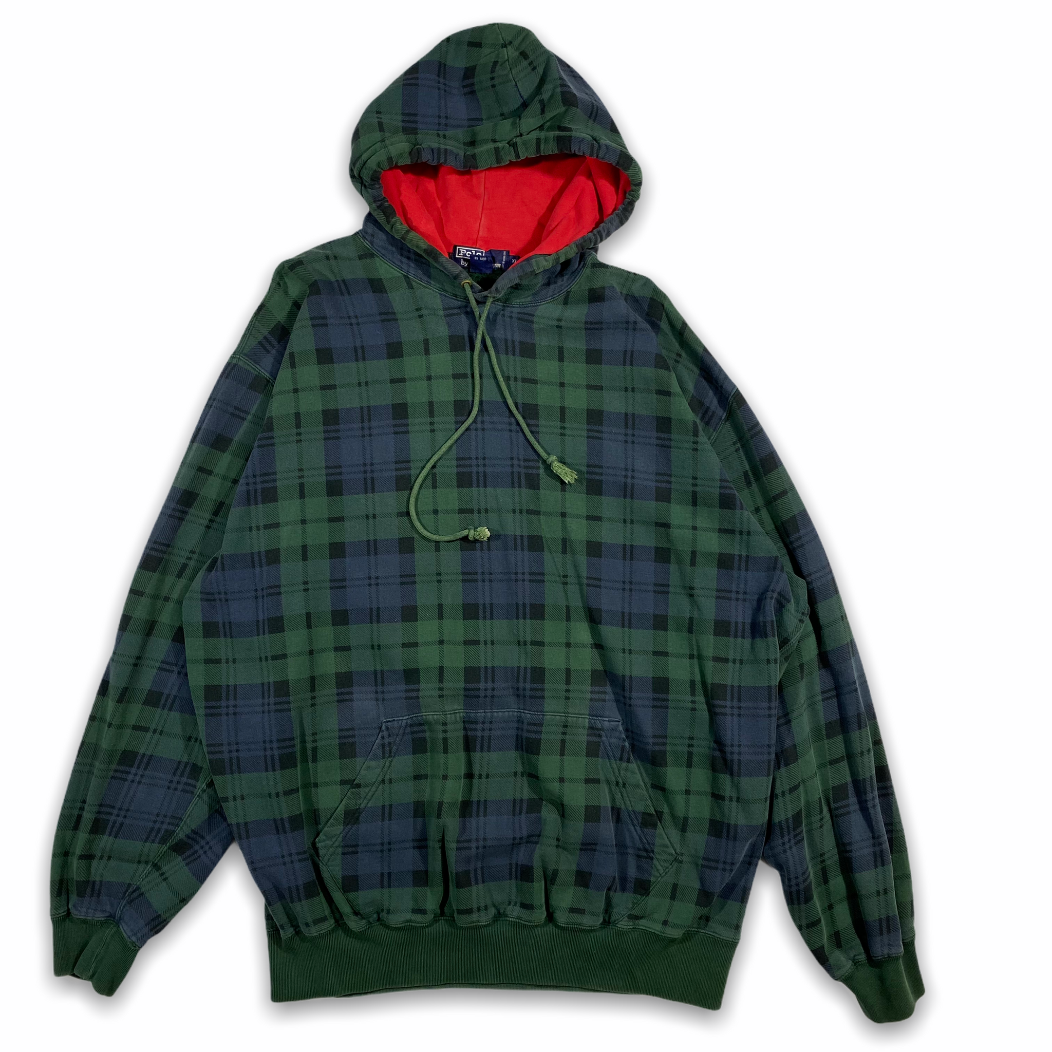 90s Polo ralph lauren black watch hoodie XL Vintage Sponsor