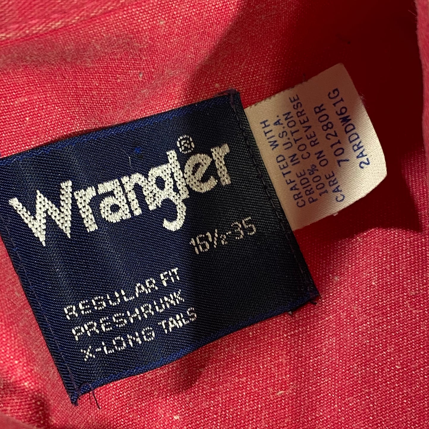 80s Wrangler stiff cotton button down shirt XL