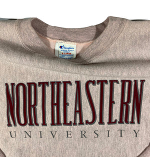 80s North Eastern University Champion reverse weave pink dyed XL