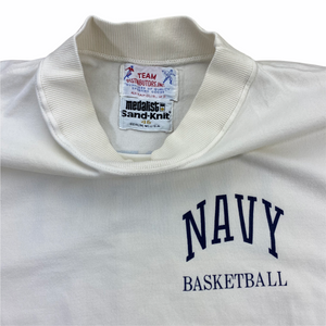 80s Navy Basketball Mock Neck Shirt sz46 M/L