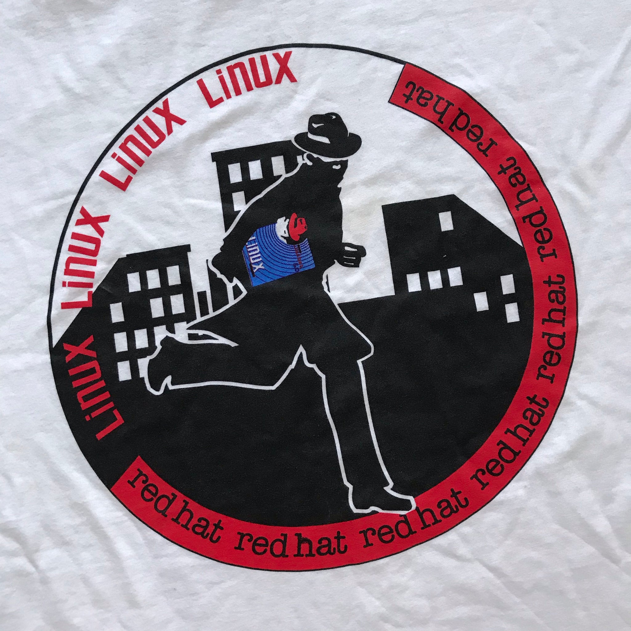 90s Linux red hat tee XL