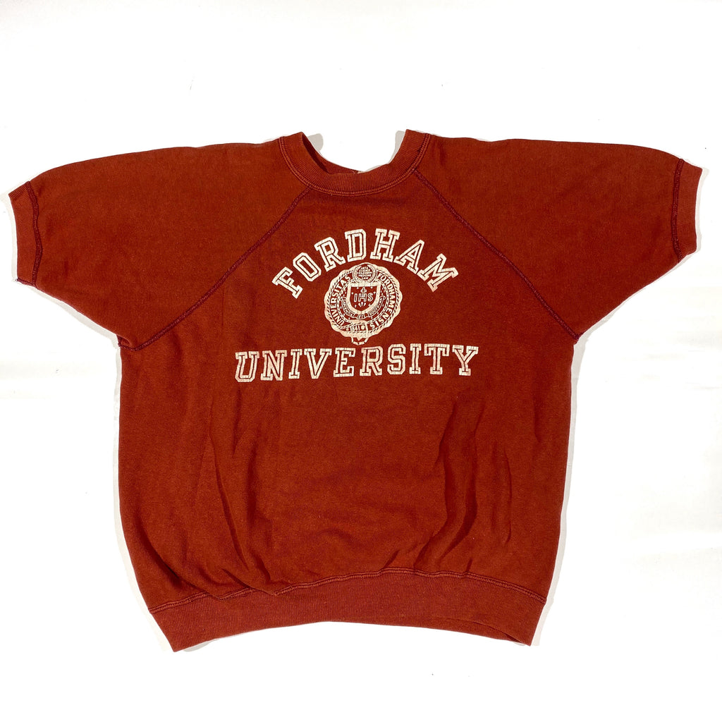 70s Champion Fordham University Short Sleeve Sweatshirt Medium Fit