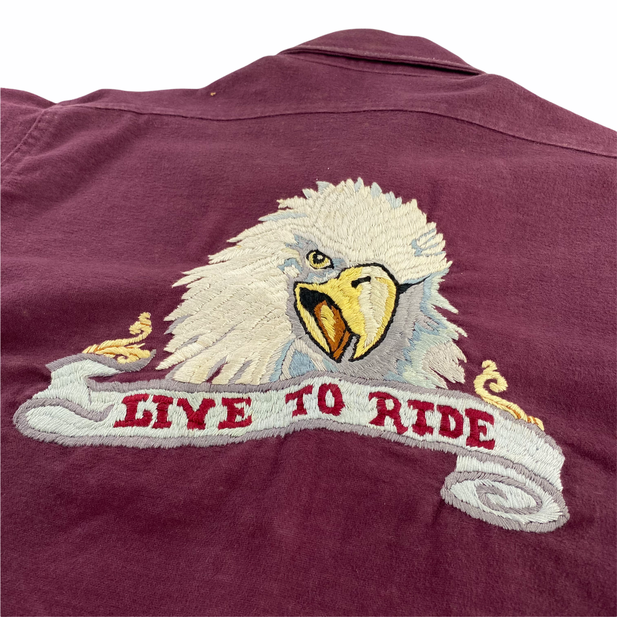 80s Chamois shirt. custom eagle embroidery and harley pins. large