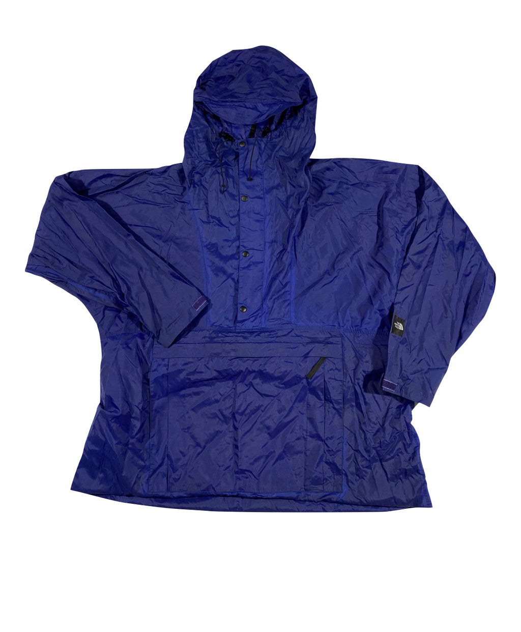 90s Northface rain jacket. folds up with snaps to become regular length large